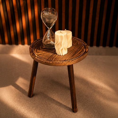 Aura | Tavolino Decorativo Artigianale in Rovere Massello